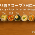作り置きスープ7日ローテ｜低コスト・高たんぱく・レンチン秒で完成